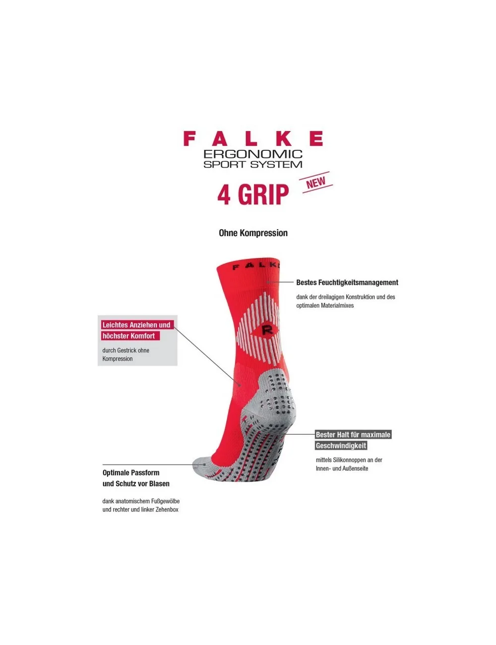 Chaussette unie 4 Grip Cus Falke jaune