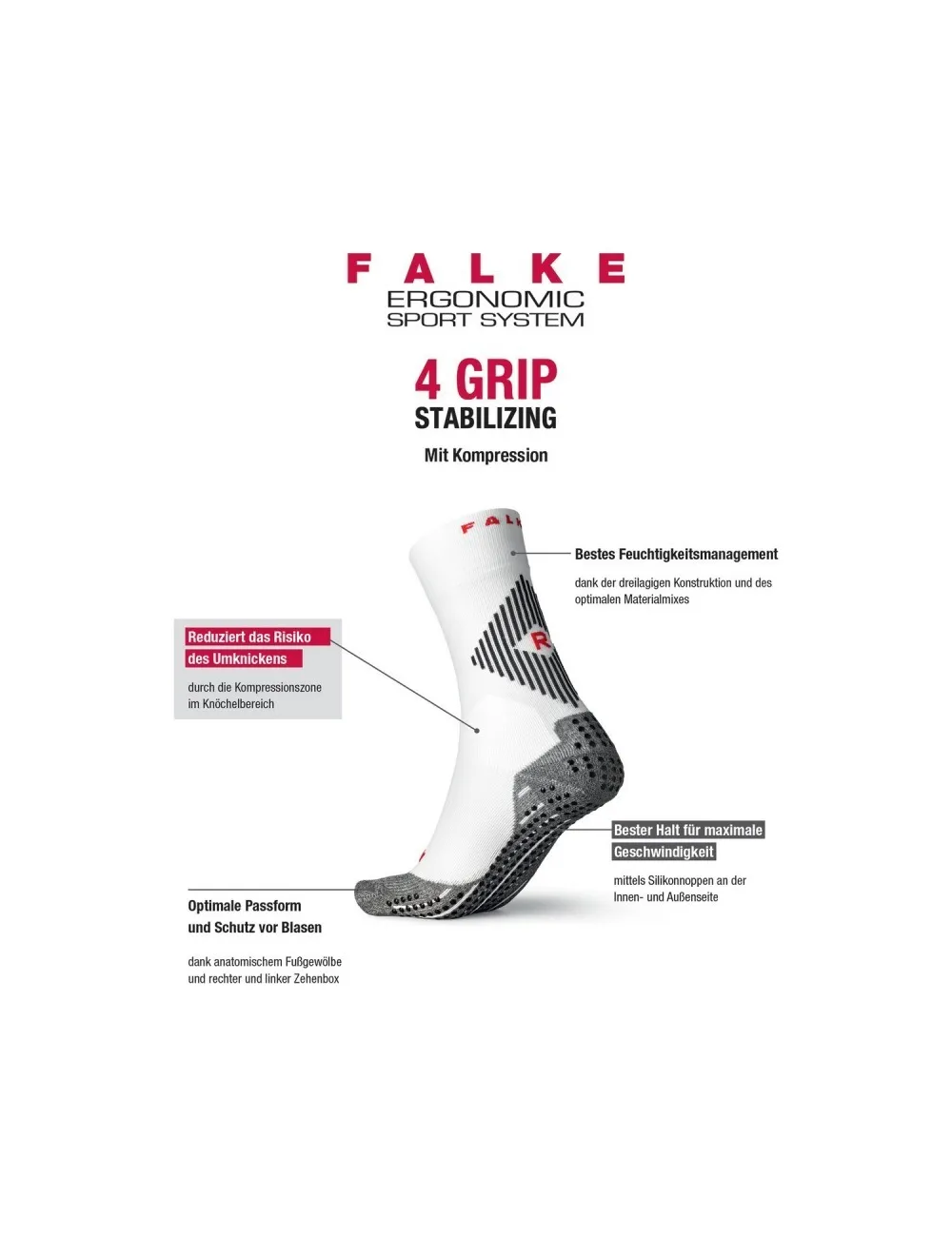 Chaussette unie 4 Grip Stabilizing Falke bleu