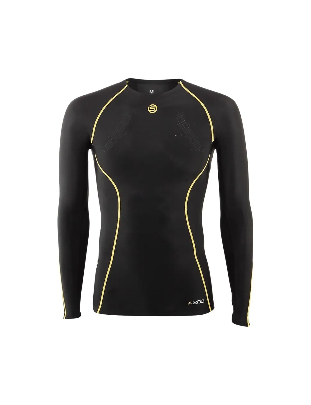Tee shirt homme A200 Compression manche longue Skins noir jaune