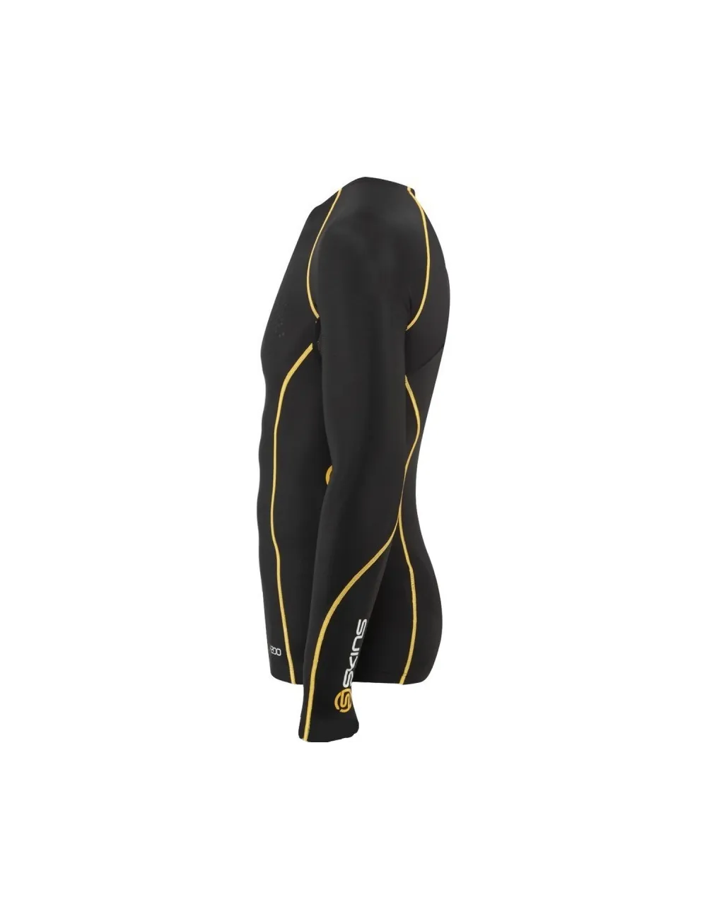 Tee shirt homme A200 Compression manche longue Skins noir jaune