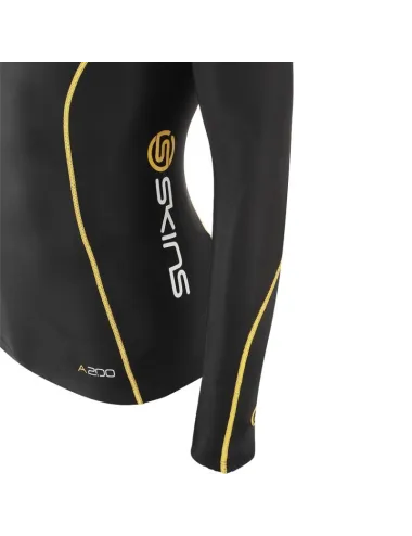 Tee shirt homme A200 Compression manche longue Skins noir jaune