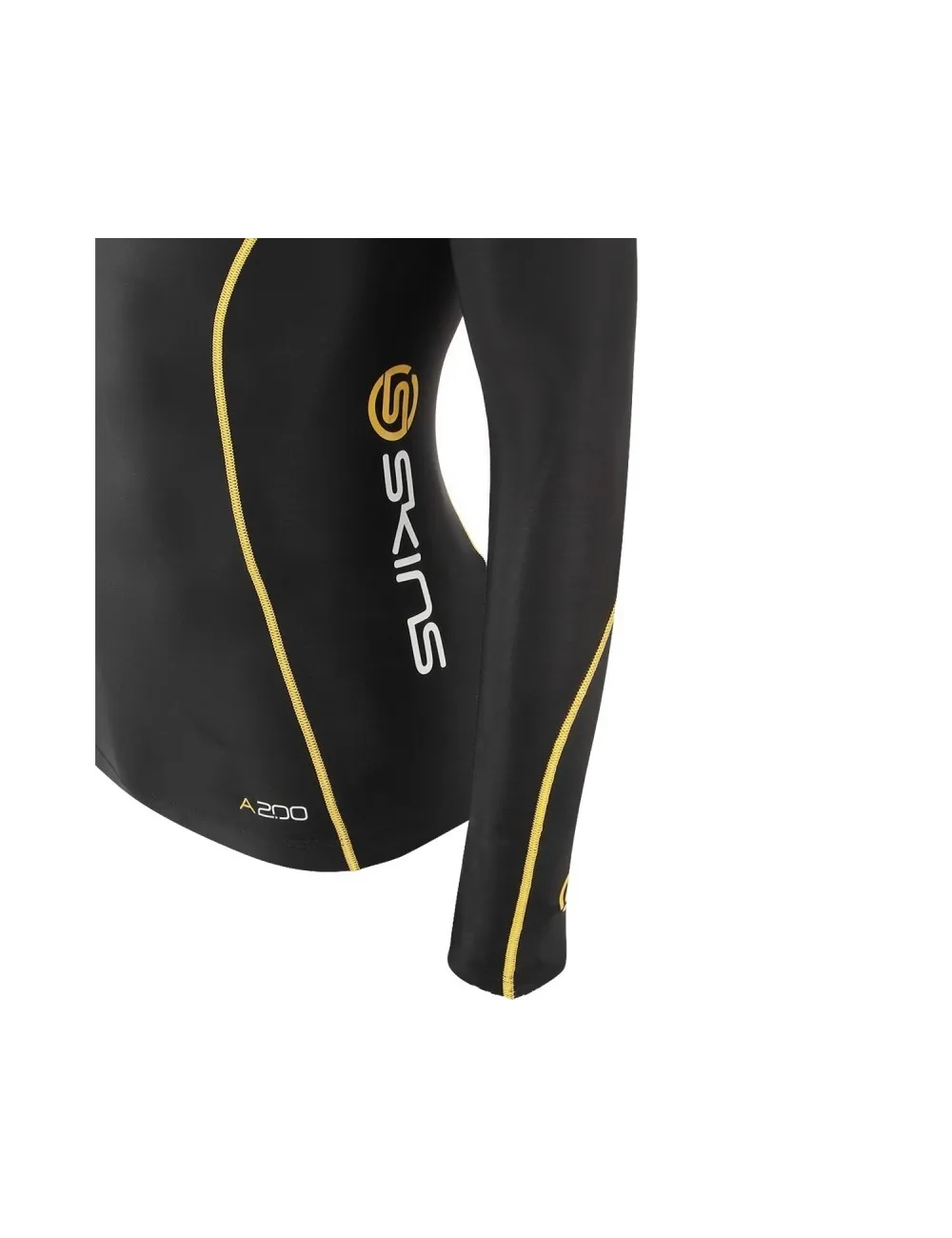 Tee shirt homme A200 Compression manche longue Skins noir jaune