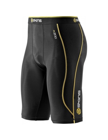 Sous short homme A200 Compression Half Tights Skins noir jaune