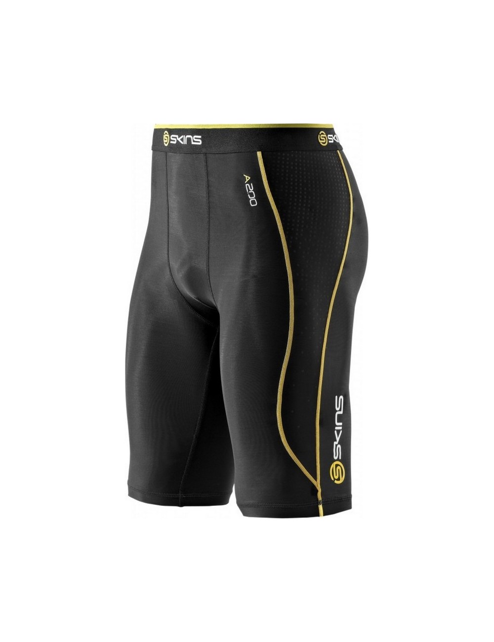 Sous short homme A200 Compression Half Tights Skins noir jaune