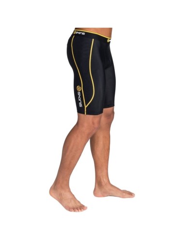 Sous short homme A200 Compression Half Tights Skins noir jaune