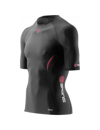 T-shirt A200 Compression manche courte Skins noir rouge
