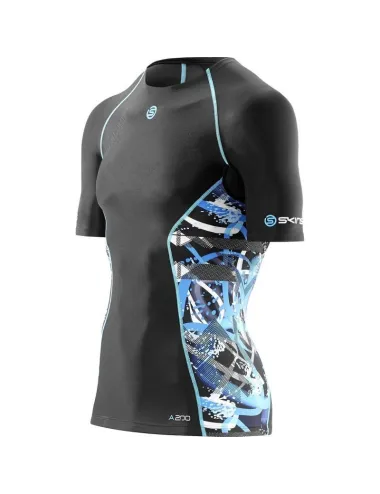 T-shirt homme A200 Compression manche courte Skins noir bleu