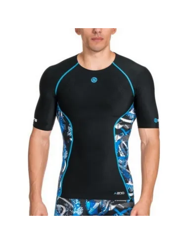 T-shirt homme A200 Compression manche courte Skins noir bleu