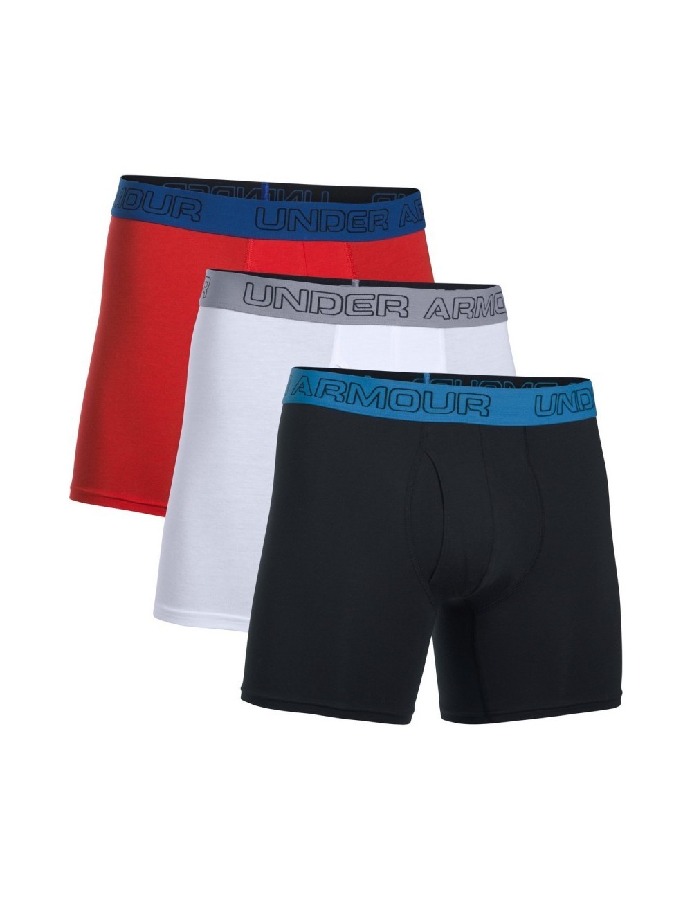 Boxer x3 Charged Coton Stretch 6" Under Armour noir blanc rouge
