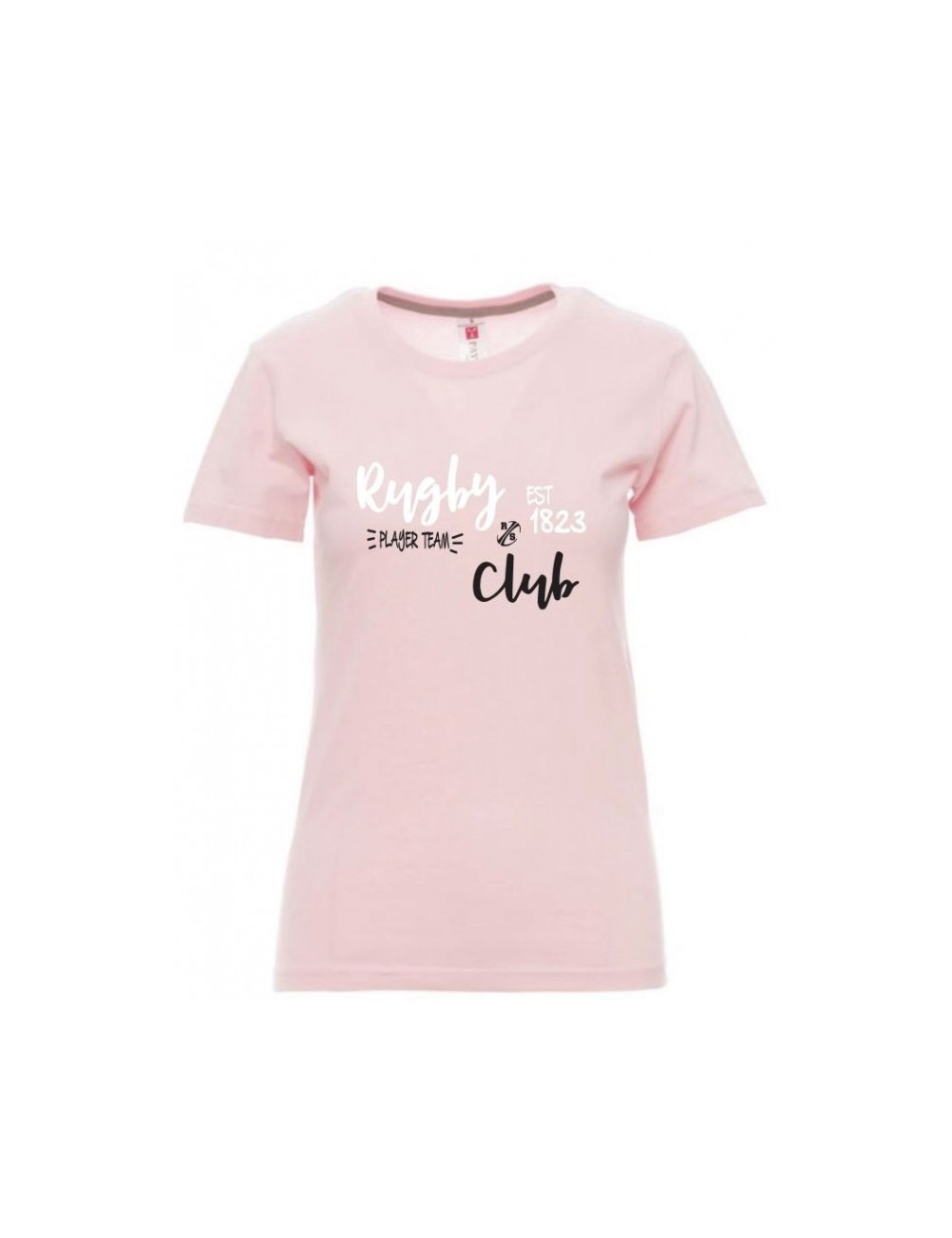 T-shirt  rugby & club femme noir blanc / rose adulte