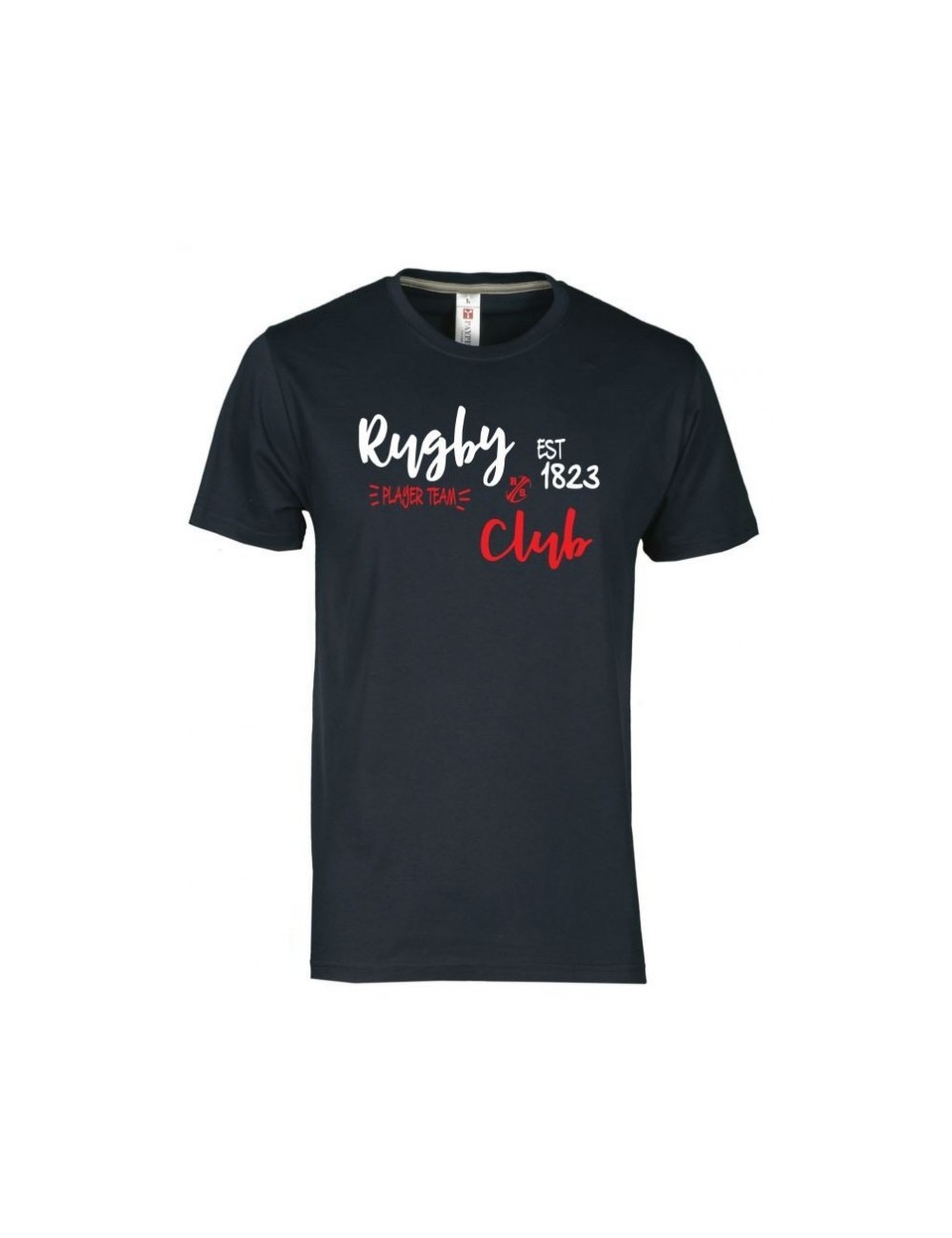 T-shirt  rugby & club  blanc rouge / marine adulte