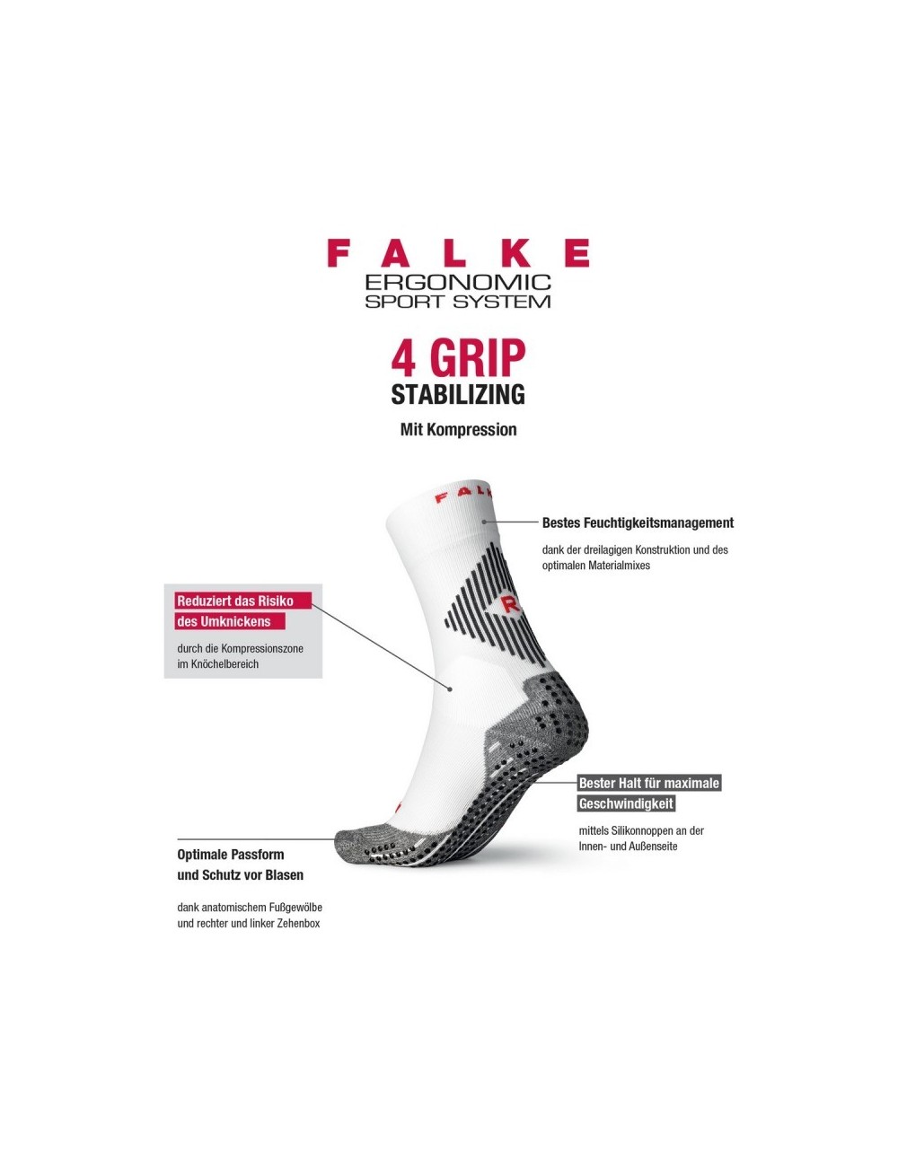 Chaussette unie 4 Grip Stabilizing Falke bleu