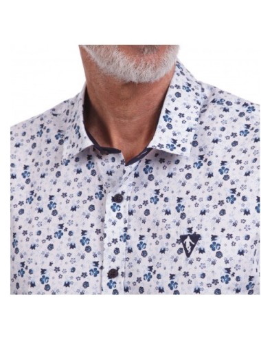 CHEMISE MC IMPRIMEE FLEURS RUGBY  C.WHITE BLANC