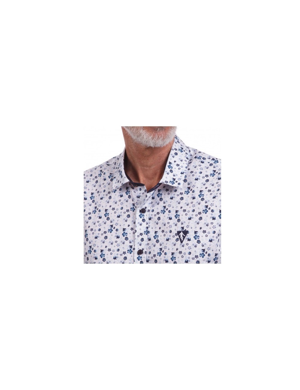 CHEMISE MC IMPRIMEE FLEURS RUGBY  C.WHITE BLANC