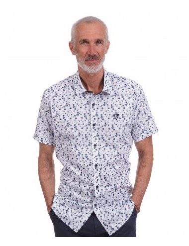 CHEMISE MC IMPRIMEE FLEURS RUGBY  C.WHITE BLANC