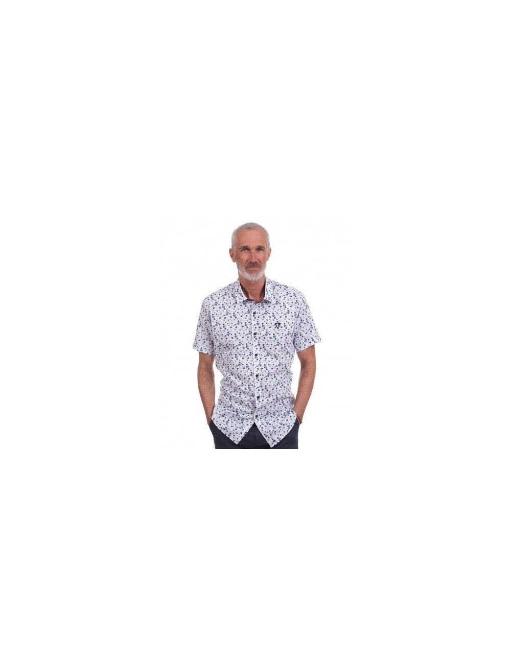 CHEMISE MC IMPRIMEE FLEURS RUGBY  C.WHITE BLANC