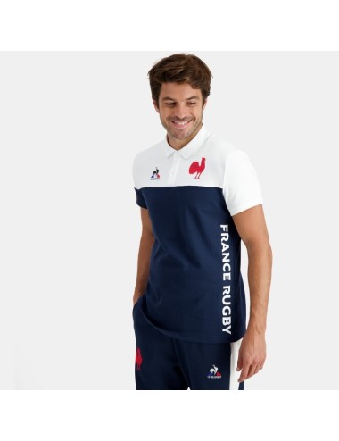 FFR FANWEAR POLO SS N°2 BLEU ET BLANC