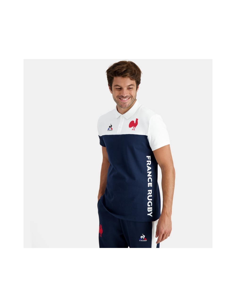 FFR FANWEAR POLO SS N°2 BLEU ET BLANC