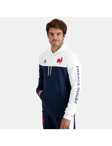 FFR FANWEAR SWEAT CAPUCHE N°2 M BLANC ET BLEU
