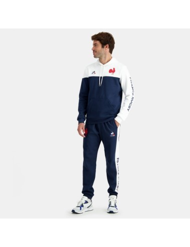 FFR FANWEAR SWEAT CAPUCHE N°2 M BLANC ET BLEU