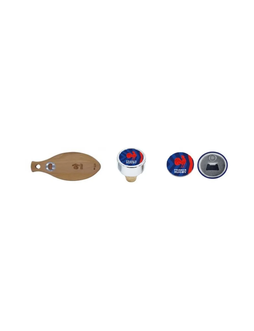 Pack France Rugby Ovalie N*1 planche + décapsuleur magnet + bouchon à vin