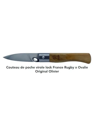 Couteau de poche Ovalie virole Lock Olivier France Rugby