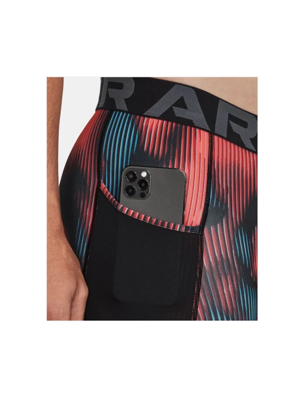 SOUS SHORT UA HG PRTD LONG rouge/noir/bleu
