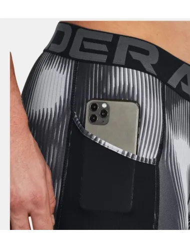 SOUS-SHORT DE COMPRESSION LONG IMPRIMÉ UNDER ARMOUR HEATGEAR GRIS/NOIR
