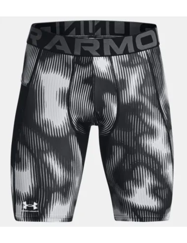SOUS-SHORT DE COMPRESSION LONG IMPRIMÉ UNDER ARMOUR HEATGEAR GRIS/NOIR