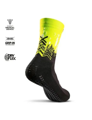 Chaussette grip et compression Padel jaune fluo/noir SOXPRO