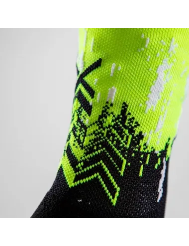 Chaussette grip et compression Padel jaune fluo/noir