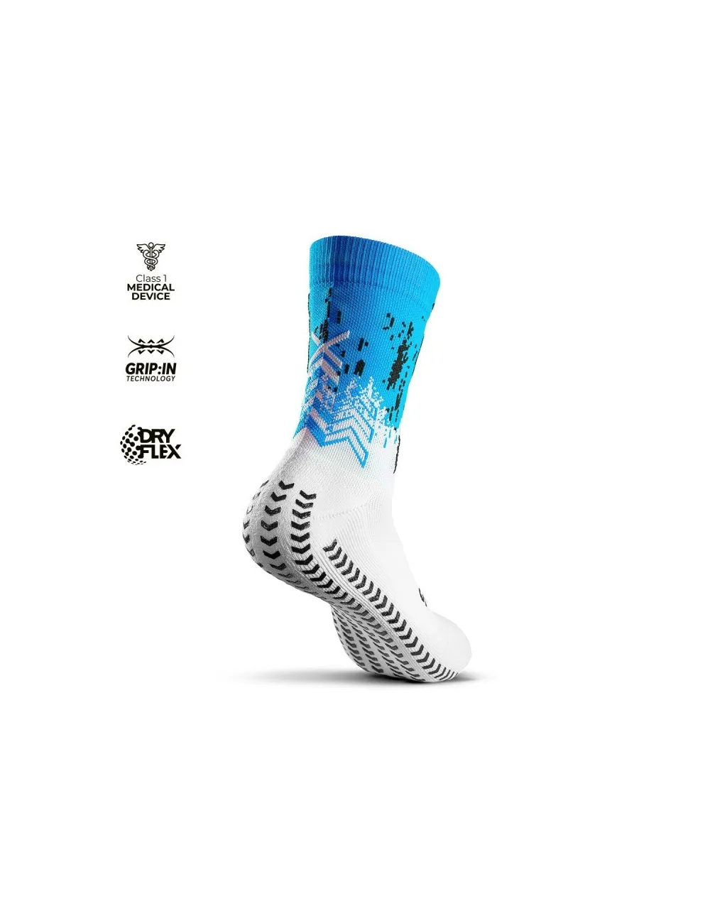 Chaussette grip et compression Padel bleu/blanc