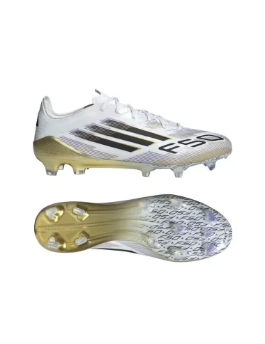 CRAMPONS ADIDAS F50 ELITE FG BLANC/OR