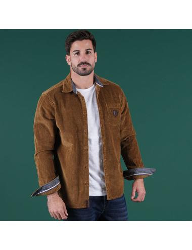 SURCHEMISE VELOURS RUCKFIELD SELECTED RUGBY MARRON GLACÉ