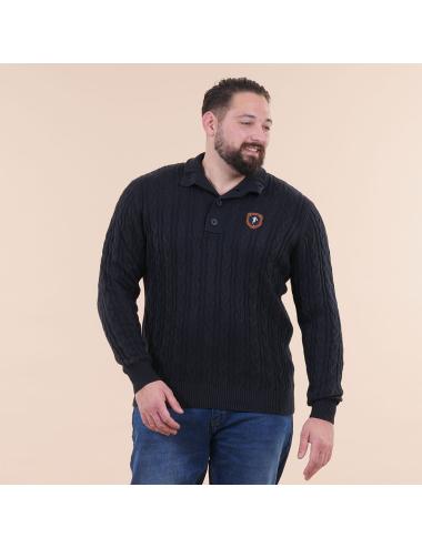 PULL COL MONTANT BLEU MARINE