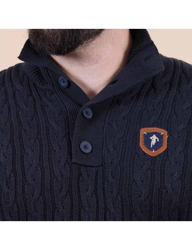 PULL COL MONTANT BLEU MARINE