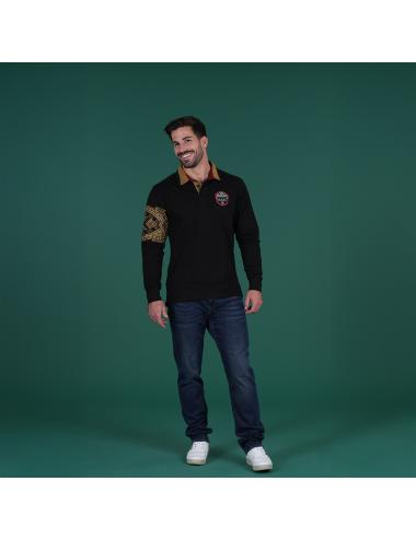 POLO MANCHES LONGUES RUCKFIELD MAORI RUGBY NOIR
