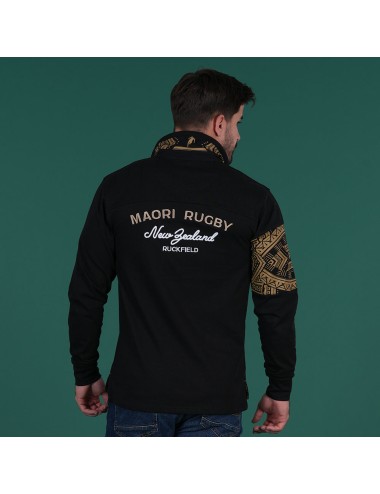 POLO MANCHES LONGUES RUCKFIELD MAORI RUGBY NOIR