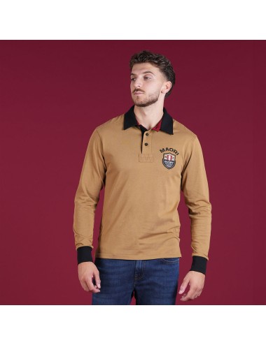 POLO MANCHES LONGUES RUCKFIELD MAORI RUGBY BEIGE FONCE