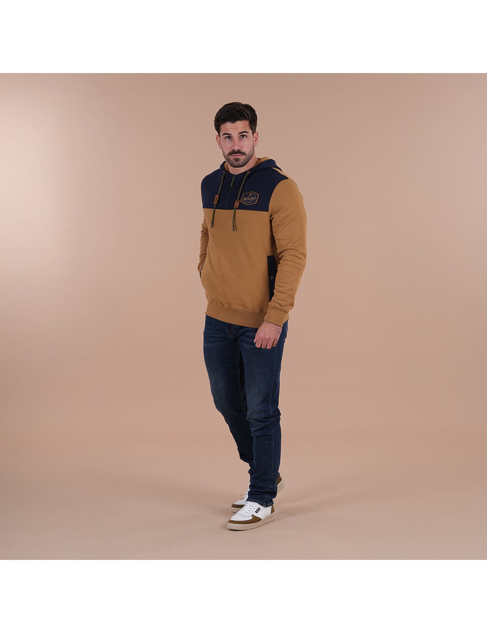SWEAT CAPUCHE RUCKFIELD SELECTED RUGBY BEIGE