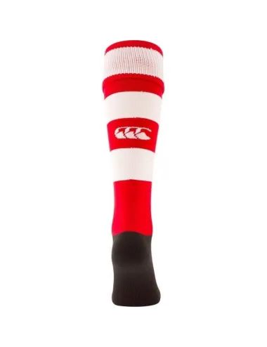 Chaussette rugby Hooped Canterbury rouge blanc