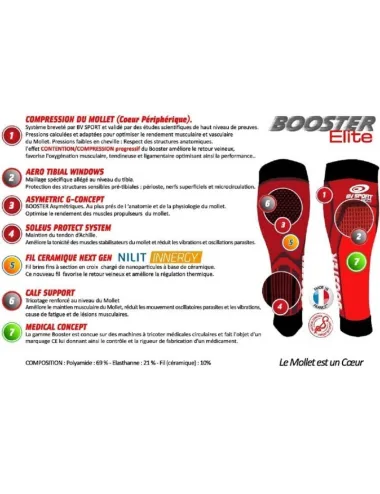 Manchon d'effort Booster Elite BV Sport rouge noir